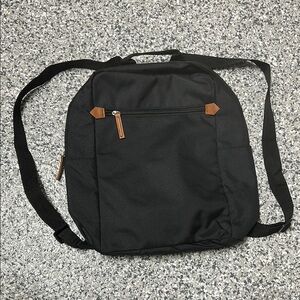 3/$10 small DSW Black Backpack with Brown Accents